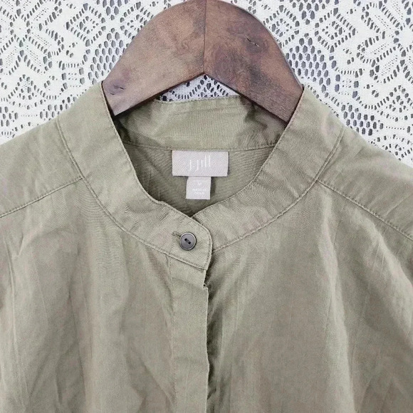 J. Jill Mock Neck Button Up Green Women's Shirt M - Picture 4 of 9